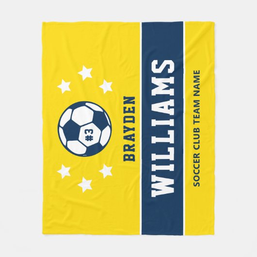 Persoonlijke naam van geel en marinespeler fleece deken (Voorkant)