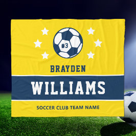 Persoonlijke naam van geel en marinespeler fleece deken