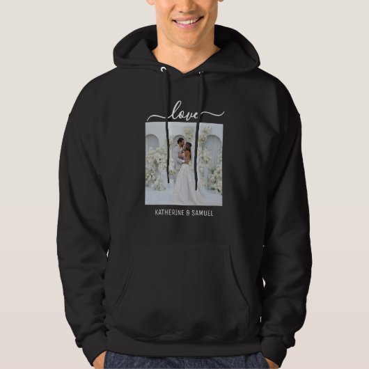 Persoonlijke naam van het stel & romantische foto hoodie (Voorkant)