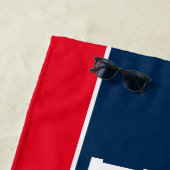 Persoonlijke naam van Red Navy Blue Soccer Player Strandlaken (In situ)