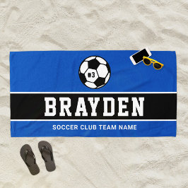 Persoonlijke naam van Royal Blue Soccer Player Strandlaken