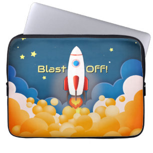 Persoonlijke naam van ruimteschip-raket laptop sleeve