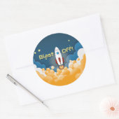 Persoonlijke naam van ruimteschip-raket ronde sticker (Envelop)