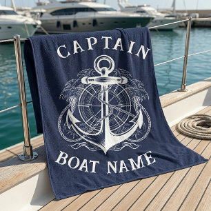 Persoonlijke naam van zeecapitein boot anker strandlaken