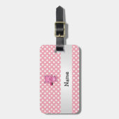 Persoonlijke naam varken met cupcake polka-punten bagagelabel (Voorkant verticaal)