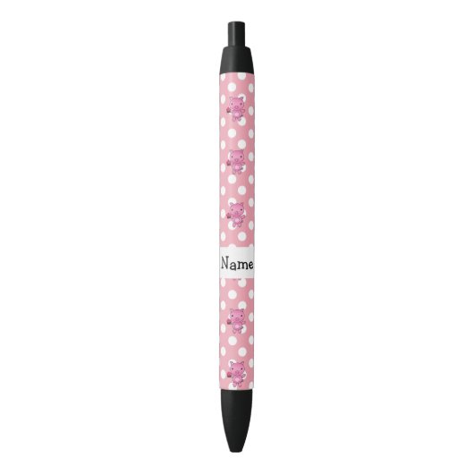 Persoonlijke naam varken met cupcake polka-punten zwarte inkt pen (Voorkant Verticaal)