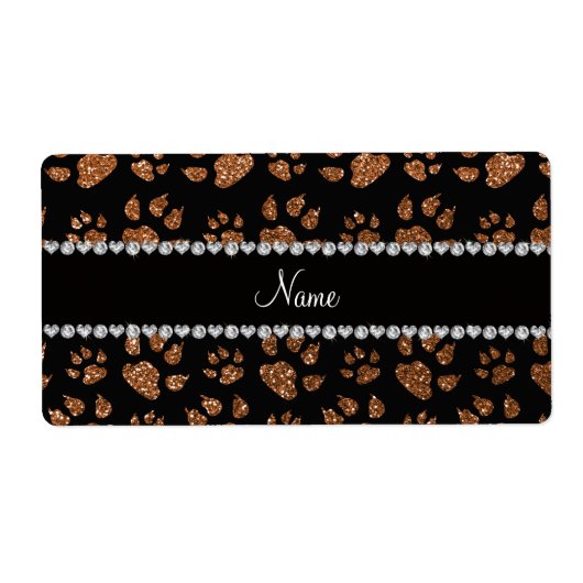 Persoonlijke naam verbrande goudkattenpoten etiket (Voorkant)