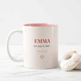 Persoonlijke naam verjaardag koffiemok Typografie Tweekleurige Koffiemok