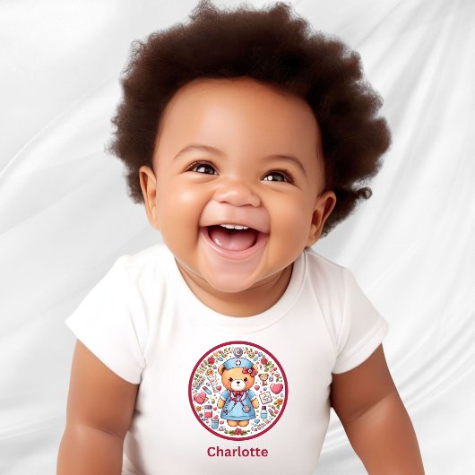 Persoonlijke naam verpleegster teddybeer romper
