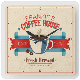 Persoonlijke naam Verse koffiehuiswinkel Vierkante Klok