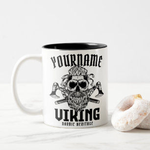 Persoonlijke NAAM Viking Noordse krijger Erfgoed  Tweekleurige Koffiemok