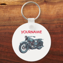 Persoonlijke NAAM Vintage Motorfiets Sleutelhanger