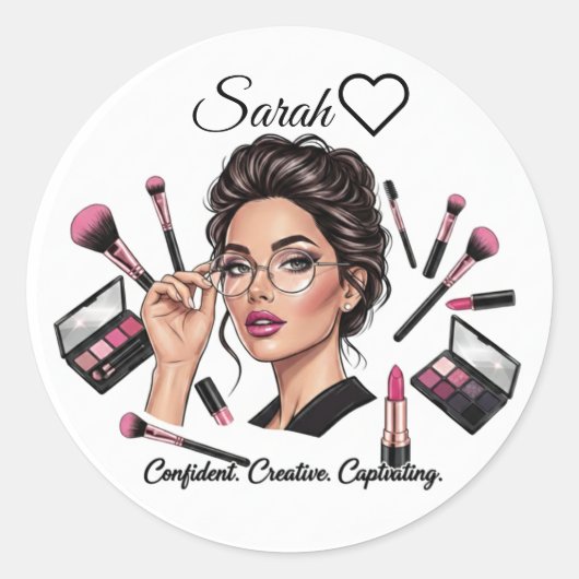 Persoonlijke Naam Visagist Sticker - Elegant (Voorkant)