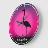Persoonlijke NAAM Vivid Beach Sunset Pink Flamingo Grote Klok (Hoek)