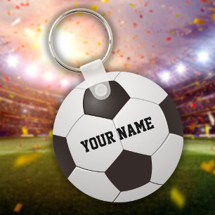 Persoonlijke naam voetbal cadeau sleutelhanger