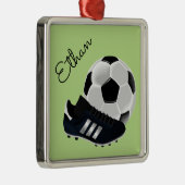 Persoonlijke naam voetbal Voetbal/Football thema Metalen Ornament (Rechts)
