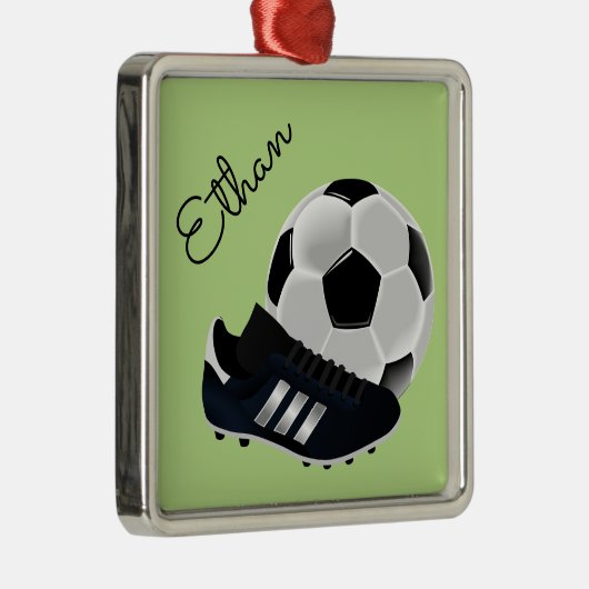 Persoonlijke naam voetbal Voetbal/Football thema Metalen Ornament (Rechts)