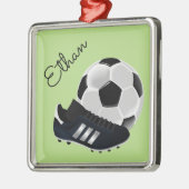 Persoonlijke naam voetbal Voetbal/Football thema Metalen Ornament (Links)