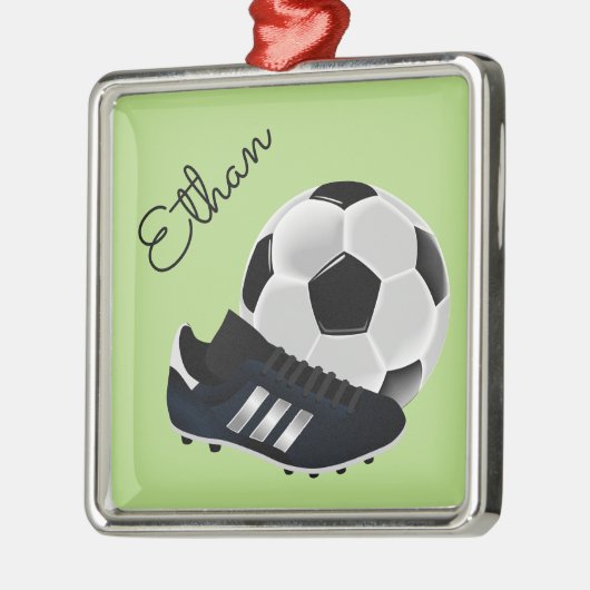 Persoonlijke naam voetbal Voetbal/Football thema Metalen Ornament (Links)