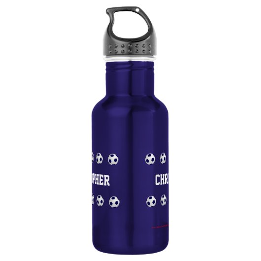 Persoonlijke naam, Voetballen, donkerblauw Waterfles (Achterkant)