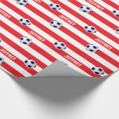 Persoonlijke naam, Voetballen, rood en wit Cadeaupapier (Hoek)