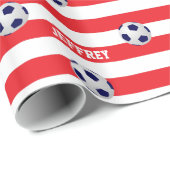 Persoonlijke naam, Voetballen, rood en wit Cadeaupapier (Rol Hoek)