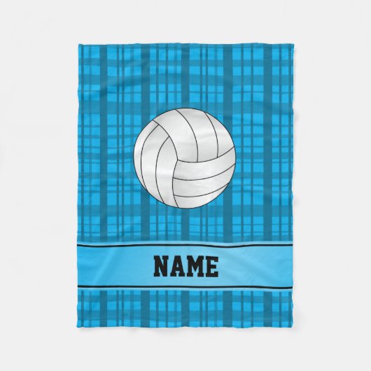 Persoonlijke naam volleybal sky blue plaid fleece deken (Voorkant)
