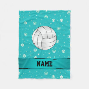 Persoonlijke naam volleybal turquoise sneeuwvlokke fleece deken