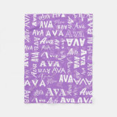 Persoonlijke naam voor Ava Paarse subway Art Style Fleece Deken (Voorkant)