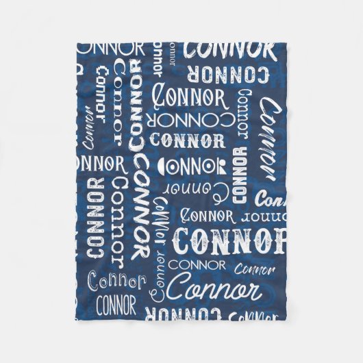 Persoonlijke naam voor conner Navy Blue Fleece Deken (Voorkant)