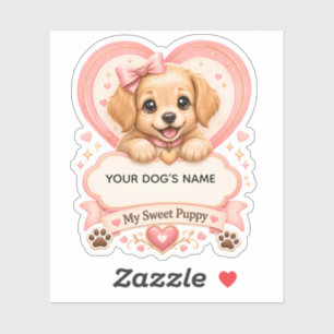 Persoonlijke naam voor Golden Retriever-puppy Cute Sticker
