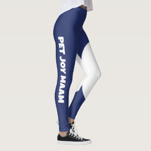 Persoonlijke naam voor kattenmoeder Navy Blue Wit  Leggings