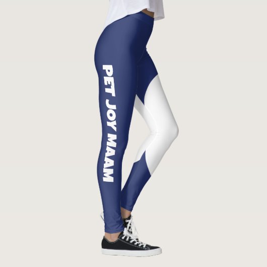 Persoonlijke naam voor kattenmoeder Navy Blue Wit Leggings (Rechts)