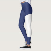 Persoonlijke naam voor kattenmoeder Navy Blue Wit Leggings (Links)