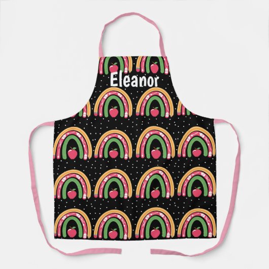Persoonlijke naam voor leraar regenboogschort schort (Voorkant)