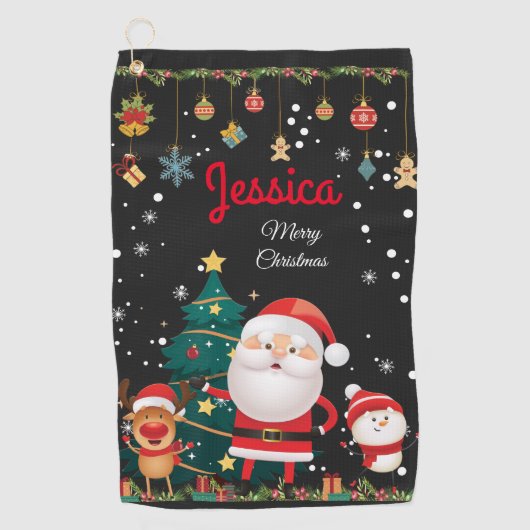 Persoonlijke naam voor uw kind, Kerstmis Golfhanddoek (Voorkant)