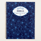 Persoonlijke naam vrouwelijk blauw bloempatroon planner (Voorkant)