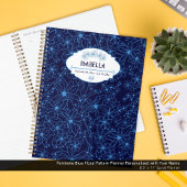 Persoonlijke naam vrouwelijk blauw bloempatroon planner