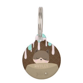 Persoonlijke naam Waffle Cone Cat Huisdierpenning