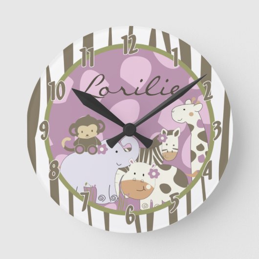 Persoonlijke naam Wall Clock Jacana Girly Oerwoud Ronde Klok (Voorkant)