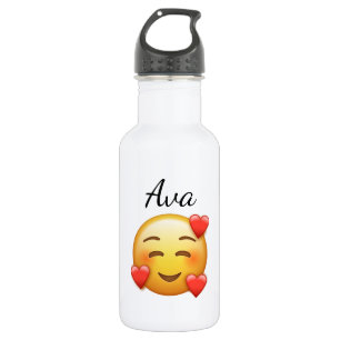 Persoonlijke naam waterfles met hartjes emoji