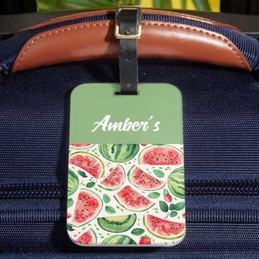 Persoonlijke naam watermeloen bagagelabel (Voorkant Insitu 2)