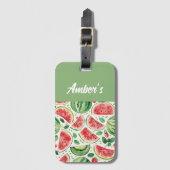 Persoonlijke naam watermeloen bagagelabel (Voorkant (verticaal))