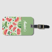 Persoonlijke naam watermeloen bagagelabel (Voorkant (horizontaal))