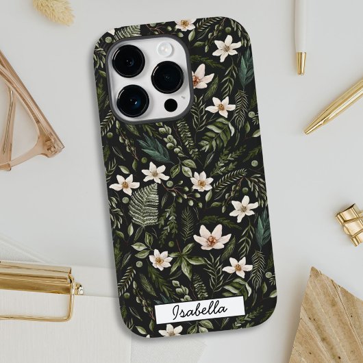 Persoonlijke naam waterverf bloemmotief Case-Mate iPhone case