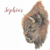 Persoonlijke naam Waterverf Buffalo, Bizon Dier Sticker (Voorkant)