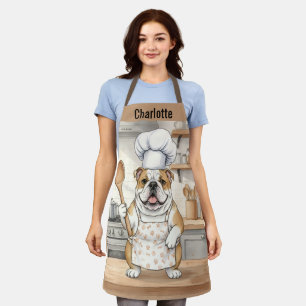 Persoonlijke naam waterverf Bulldog Chef Schort