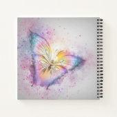 Persoonlijke naam Waterverf kleurrijke vlinder Notitieboek (Achterkant)