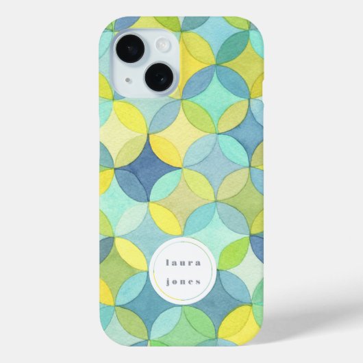Persoonlijke naam waterverfcirkelpatroon Case-Mate iPhone case (Achterkant)
