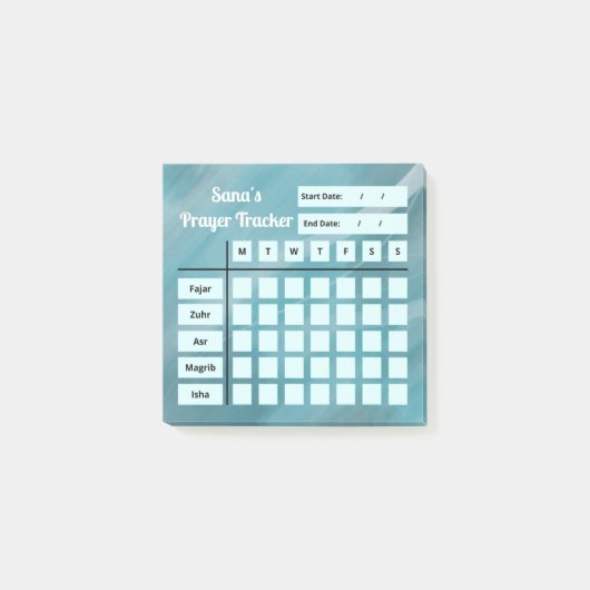 Persoonlijke naam | Weekelijks salah/Prayer Tracke Post-it® Notes (Voorkant)